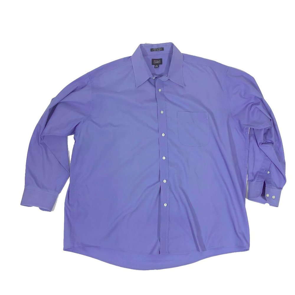 Haggar Classic Poplin Dress Shirt Blue 18-1/2 34-35